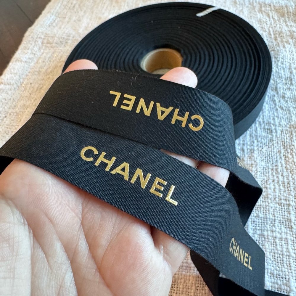 Chanel Black Ribbon with Gold Logo